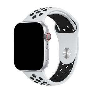 Olixar Rice White and Black Double Silicone Sports Strap (Size L) - For Apple Watch Series SE 44mm