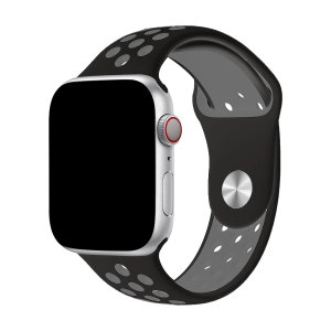 Olixar Black and Dark Grey Double Silicone Sports Strap (Size S) - For Apple Watch Series 7 41mm