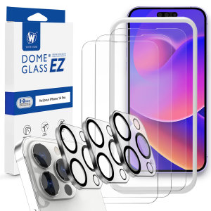 Whitestone Dome EZ Glass Screen and Camera Protector Triple Pack - For iPhone 14 Pro
