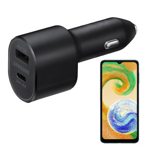 Official Samsung 60W Dual Port PD USB-C Fast Car Charger & Cable - For Samsung Galaxy A04s