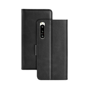 Olixar Leather-Style Wallet Stand Black Case - For Sony Xperia 5 IV
