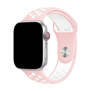 Olixar Pink and White Double Silicone Sports Strap (Size L) - For Apple Watch Series SE 2022 44mm