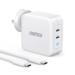 Choetech White 100W USB-C Dual GaN Charger with 1.8 USB-C Cable - For Apple iPad Pro 12.9'' 2021
