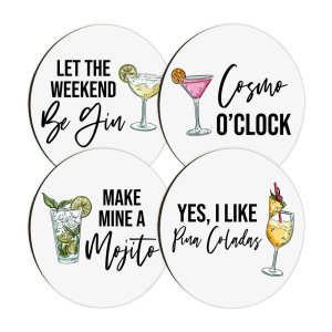 LoveCases Cocktail Circle Coasters - 4 Pack