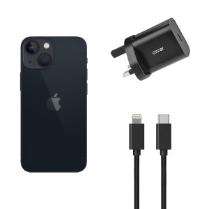 Olixar Black 18W Fast Mains Charger & USB to Lightning 1.5m Cable - For iPhone 13 mini