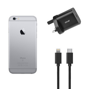 Olixar Black 18W Fast Mains Charger & USB to Lightning 1.5m Cable - For iPhone 6S