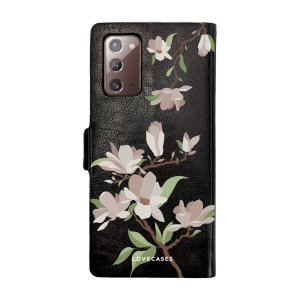 LoveCases White Cherry Blossom Leather Wallet Case - For Samsung Galaxy Note 20