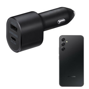 Official Samsung 60W Dual Port PD USB-C Fast Car Charger & Cable - For Samsung Galaxy A14
