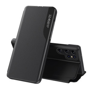 Black Pro Sleep Wallet Case with Flip Stand - For Samsung Galaxy S23 Ultra
