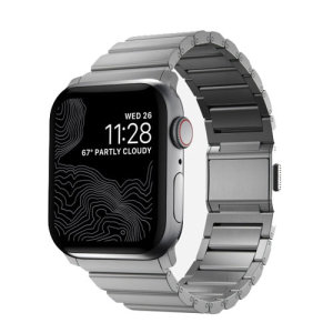 Nomad Silver Titanium Metal Links Band - For Apple Watch Series 6 44mm