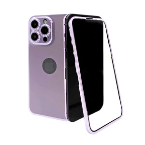 Olixar 360 Purple Metal Protective Case and Tempered Glass Screen Protector - For iPhone 14 Pro