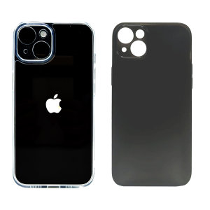 Olixar Premium Clear Case with Camera Protection & Ultra-Thin Matte Black Case - For iPhone 14 Plus