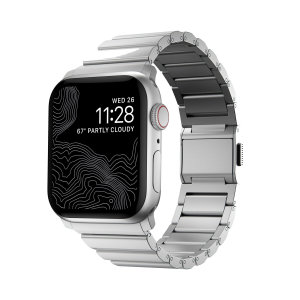 Nomad Silver Aluminum Metal Links Band - For Apple Watch Series 7 45mm