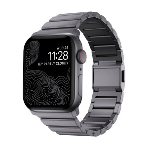 Nomad Space Grey Aluminum Metal Links Band - For Apple Watch Series 7 45mm