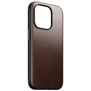 Nomad Horween Rustic Brown Leather Protective Case - For iPhone 15 Pro