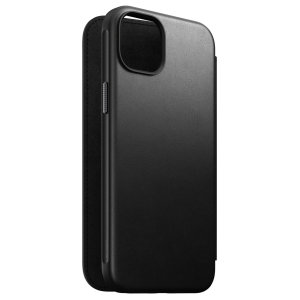 Nomad Leather Modern Folio Black Protective Case - For iPhone 15 Plus