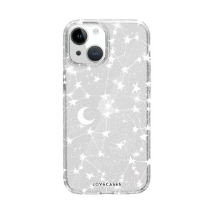 Lovecases White Stars & Moons Glitter Case - For iPhone 15