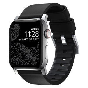 Nomad Active Pro Black Leather Modern Strap - For Apple Watch Series 7 45mm