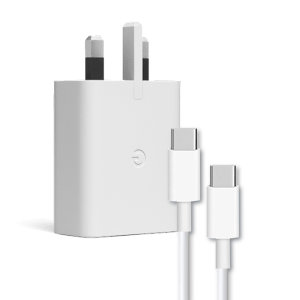Official Google 30W White USB-C Fast Charger & 1m USB-C Cable - For Google Pixel 8