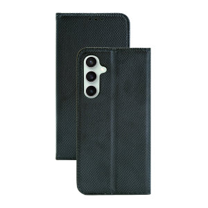 Black Leather-Style Wallet Case - For Samsung Galaxy S23 FE