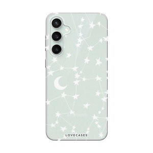 LoveCases White Stars & Moons Glitter Case - For Samsung Galaxy S23 FE