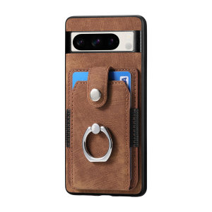 Olixar Brown Eco-Leather Ring Stand Case With Card Wallet - For Google Pixel 8 Pro