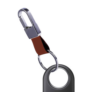 Olixar Brown Genuine Leather Keyring with Carabiner Clip - For Samsung Galaxy SmartTags