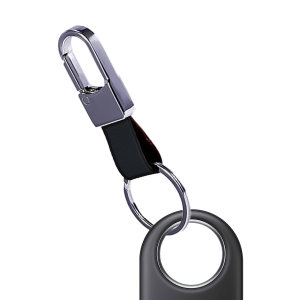 Olixar Black Genuine Leather Keyring with Carabiner Clip - For Samsung Galaxy SmartTags