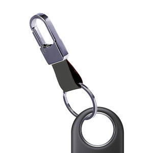Olixar Grey Genuine Leather Keyring with Carabiner Clip - For Samsung Galaxy SmartTags