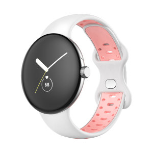 Olixar White & Pink Silicone Active Sport Band Small - For Google Pixel Watch
