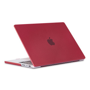 Olixar Carbon Fiber Style Tough Wine Red Case - For MacBook Pro 14" 2023 M3 Chip