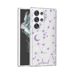 LoveCases Purple Stars & Moons Glitter Case - For Samsung Galaxy S24 Ultra