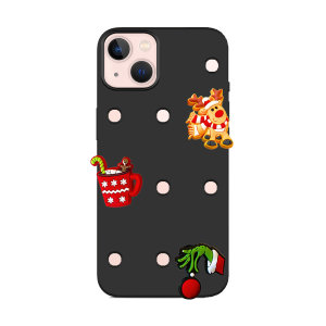 LoveCases Black Silicone Case & Christmas Jibbitz - For iPhone 13