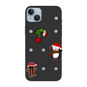 LoveCases Black Silicone Case & Christmas Jibbitz - For iPhone 14