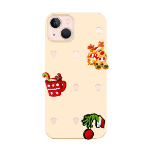 LoveCases Beige Silicone Case & Christmas Jibbitz - For iPhone 13