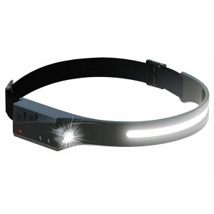 Rechargeable 1200mAh Black LED Head Torch with Motion Sensor