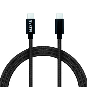 Olixar 1.5m Black Tough Braided USB-C to USB-C Charging Cable For Kids