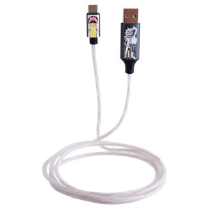 Lazerbuilt Official Rick & Morty 1.2m Light Up USB-A to USB-C Charge & Sync Cable