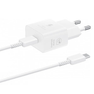 Official Samsung 25W White USB-C EU Super Fast Mains Charger with 1m USB-C Cable - For Samsung Galaxy S24