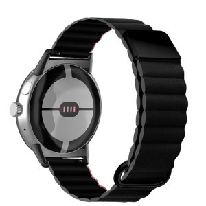 Olixar Black Genuine Leather Magnetic Band - For Google Pixel Watch