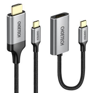 Choetech Grey 2m USB-C to HDMI Cable and USB-C to HDMI Adapter