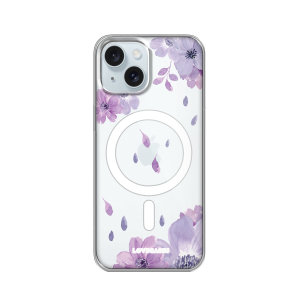 LoveCases MagSafe Purple Floral Clear Case - For iPhone 15