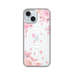 LoveCases MagSafe Pink Floral Clear Case - For iPhone 15