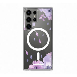 LoveCases MagSafe Purple Floral Clear Case - For Samsung Galaxy S23 Ultra