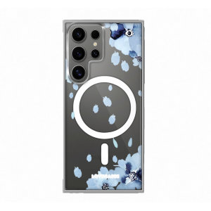 LoveCases MagSafe Blue Floral Clear Case - For Samsung Galaxy S22 Ultra