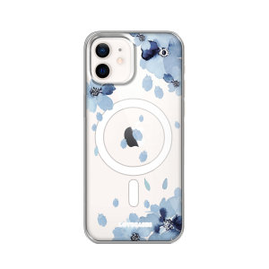 LoveCases MagSafe Blue Floral Clear Case - For iPhone 12