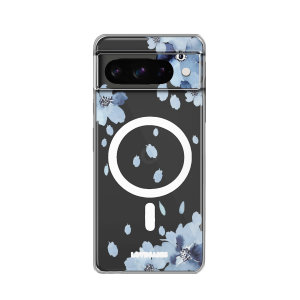 LoveCases MagSafe Blue Floral Clear Case - For Google Pixel 8 Pro
