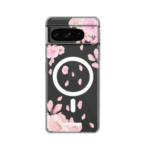 LoveCases MagSafe Pink Floral Clear Case - For Google Pixel 8 Pro