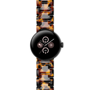 LoveCases Brown Tortoise Shell Resin Links Band - For Google Pixel Watch 2