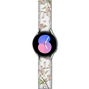 LoveCases White Cherry Blossoms Strap (S/M) - For Samsung Galaxy Watch 4
